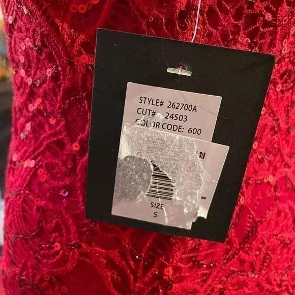 Marina red lace and sequin short sleeve dress sz S - Picture 3 of 5